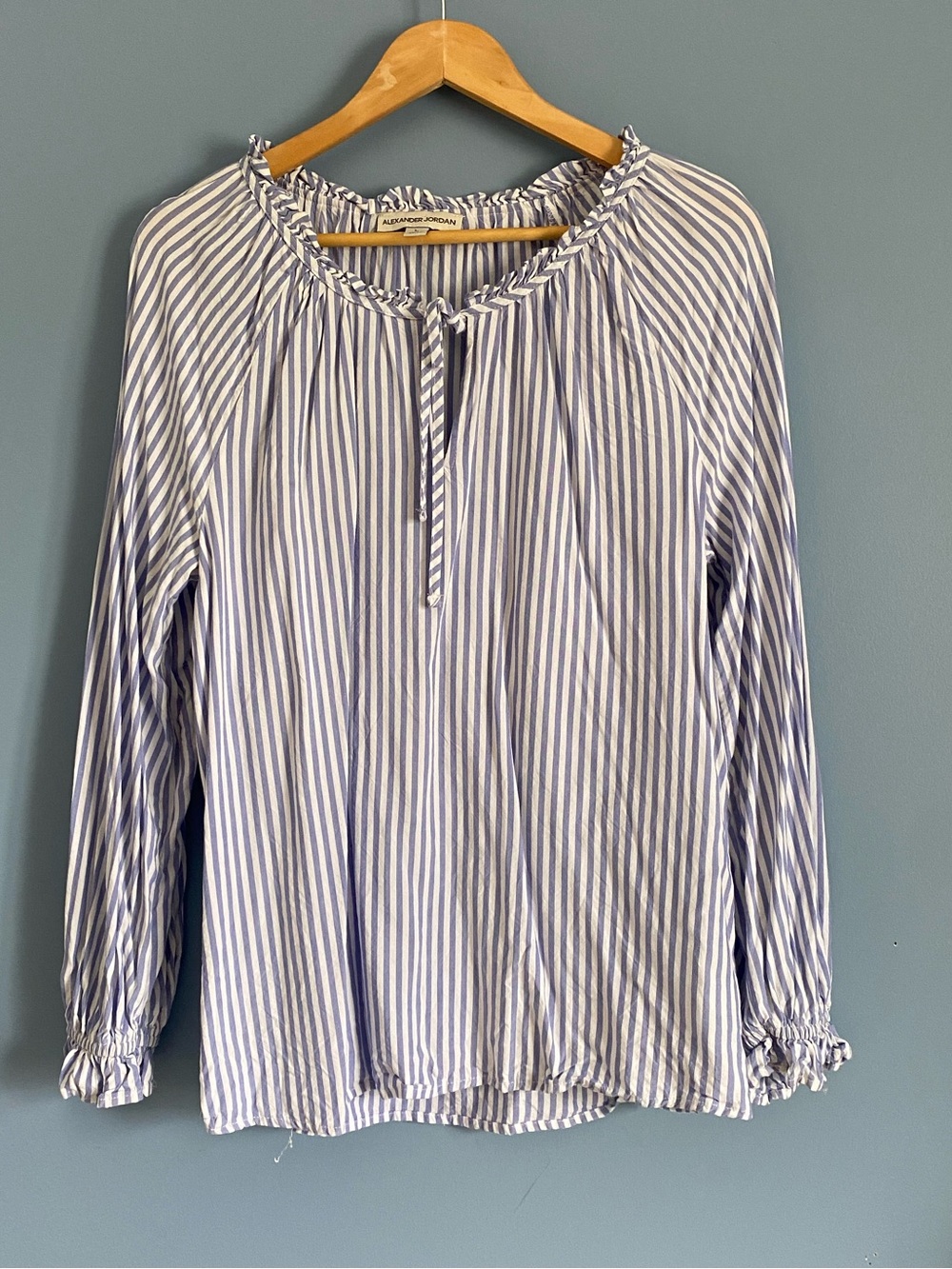 Alexander Jordan Blue Stripe Peasant Blouse - Long Sleeve